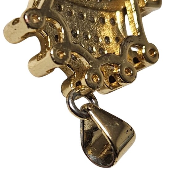 Elegant Stylish S Initial Crown Pendant Charm Cubic Zirconia Gold-Plated Jewelry - Picture 3 of 4